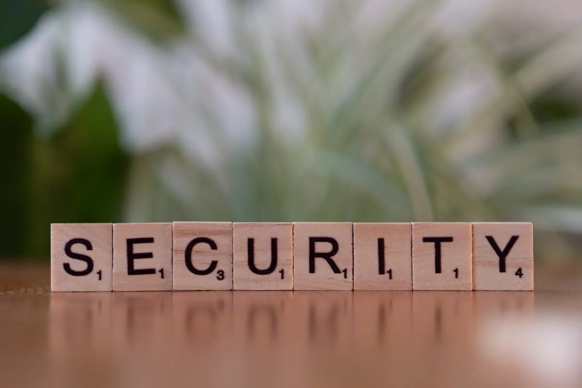 Scrabble tiles spelling SECURITY representing website security for moving companies